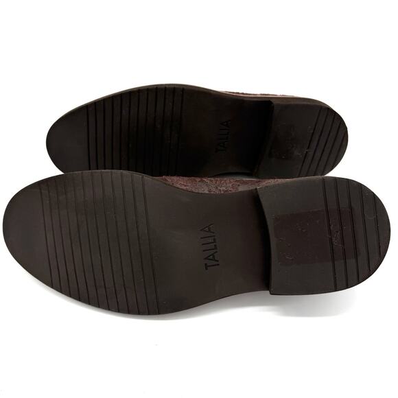 Tallia Men's Shoe Frederico Sz. 8.5 Brown Designer Leather Embossed Oxford Dress - Picture 9 of 10